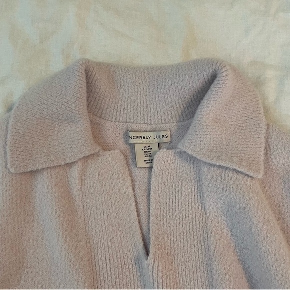 Sincerely Jules Medium Cropped Collared Sweater Light Pink - Picture 3 of 5